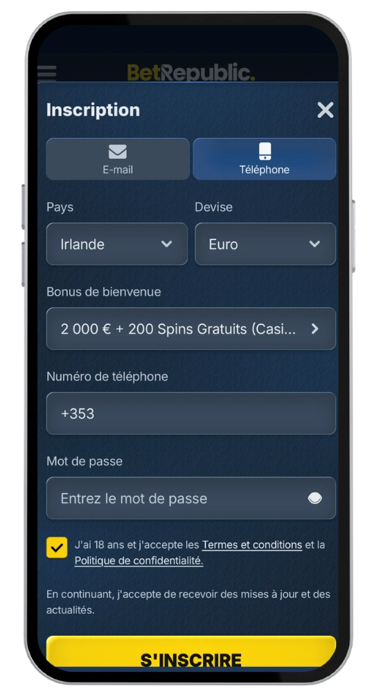 BetRepublic casino s'identifier